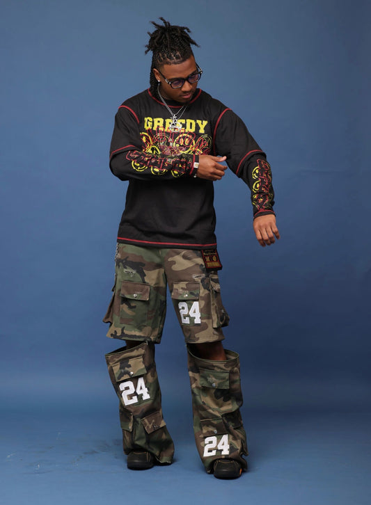 Black GreedyEmotion Double Layer Tee