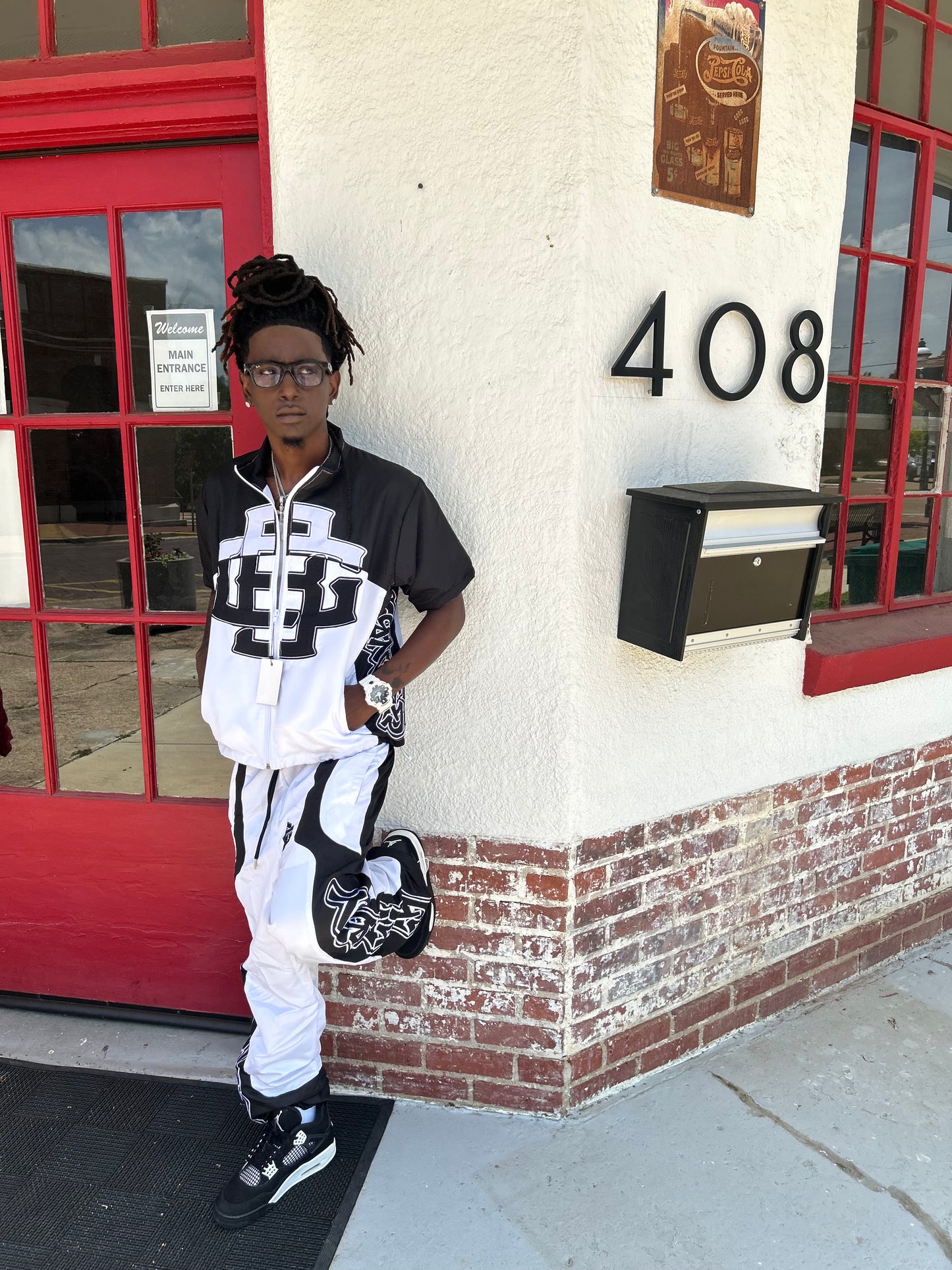 Black & White Rhinestone Tracksuit
