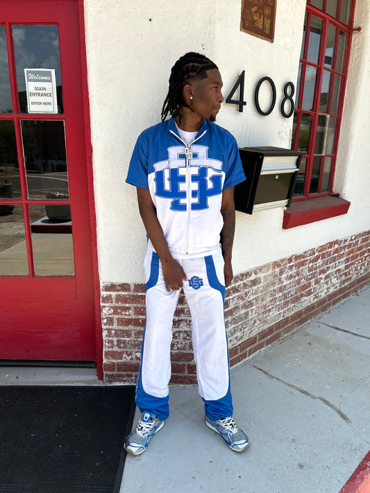 Blue & White Rhinestone Tracksuit