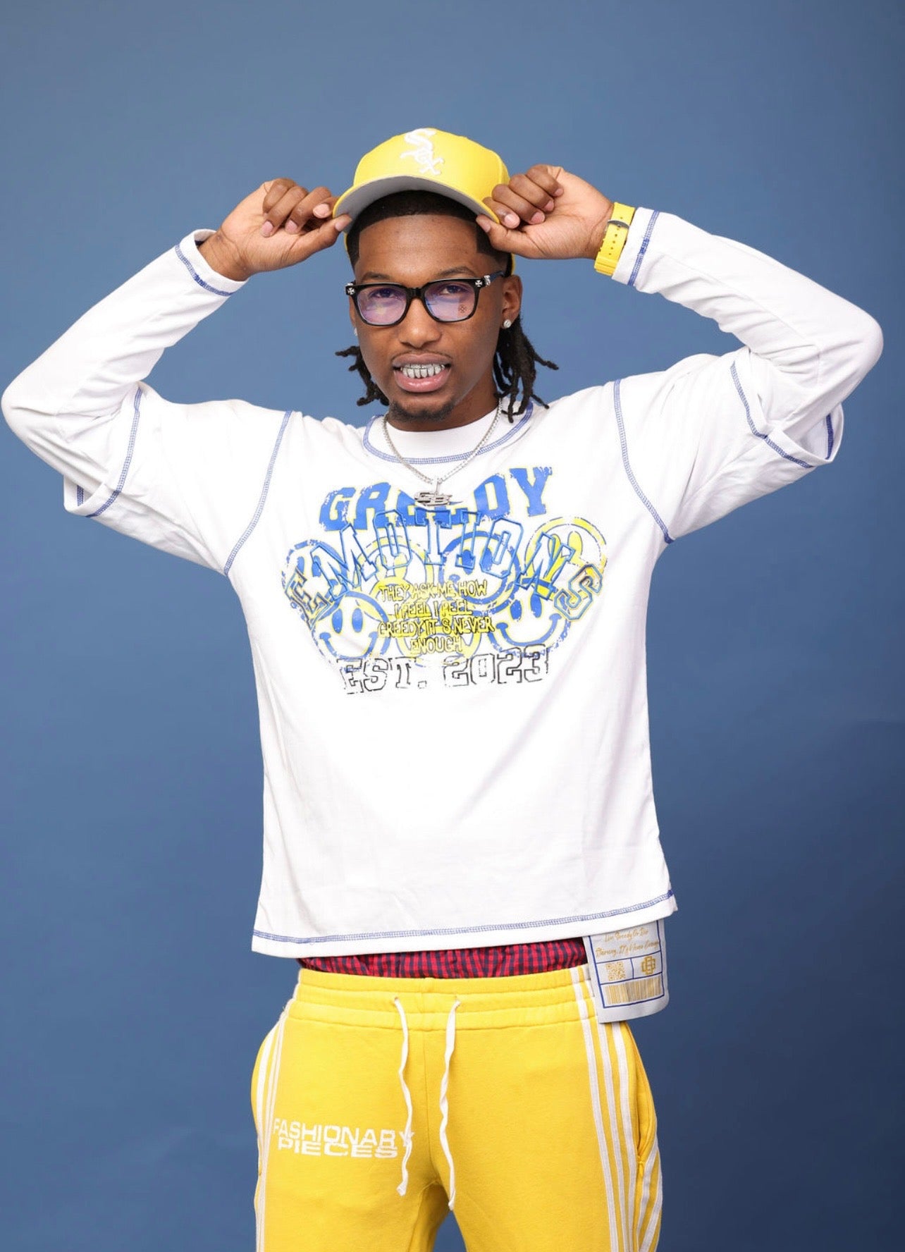 White GreedyEmotion Double Layer Tee