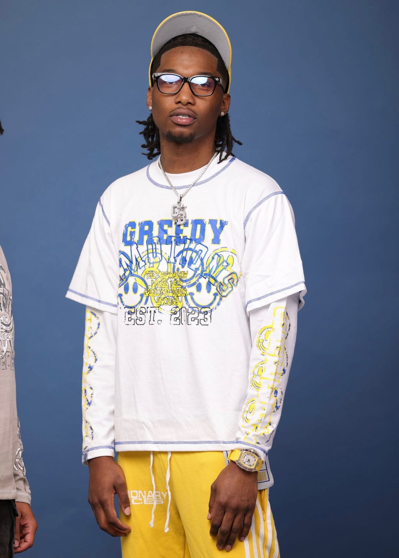 White GreedyEmotion Double Layer Tee