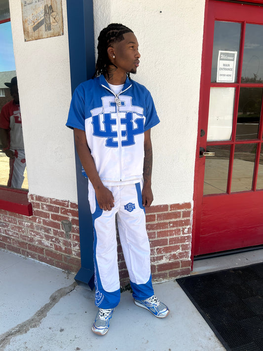 Blue & White Rhinestone Tracksuit