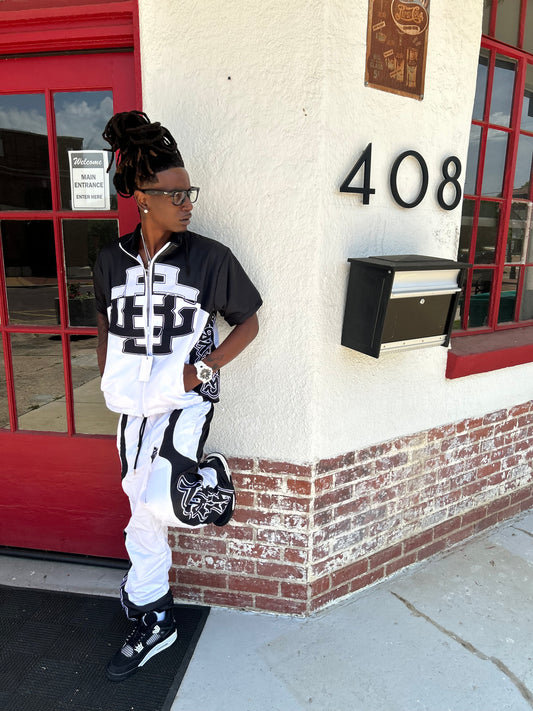 Black & White Rhinestone Tracksuit